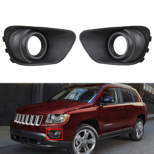 2Pcs for Jeep Compass 2011-2017 Front Bumper Fog Light Lamp Trim Frame Cover