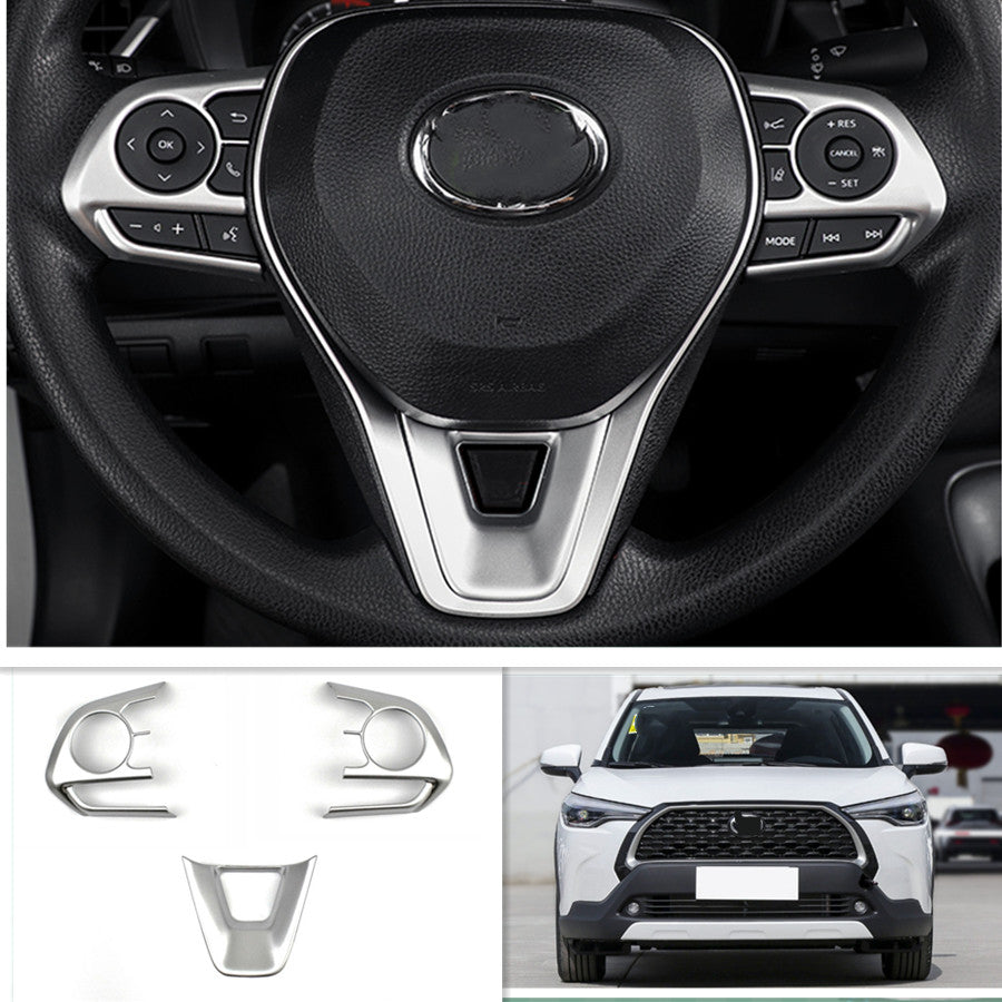 3P Matte Silver Inner Steering Wheel Frame Trim for Toyota for Corolla Cross 22-24
