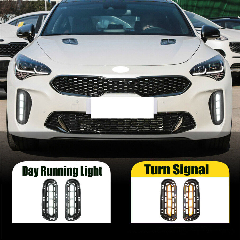 Fit for Kia Stinger 2018 2019-2020 LED DRL Daytime Running Fog Light Lamps 2PCS