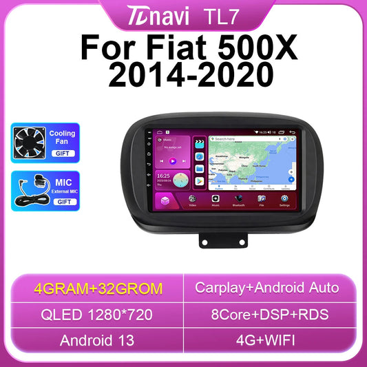 Android Auto CarPlay Car Radio for Fiat 500X 2014-2020 GPS Navi Player Screen