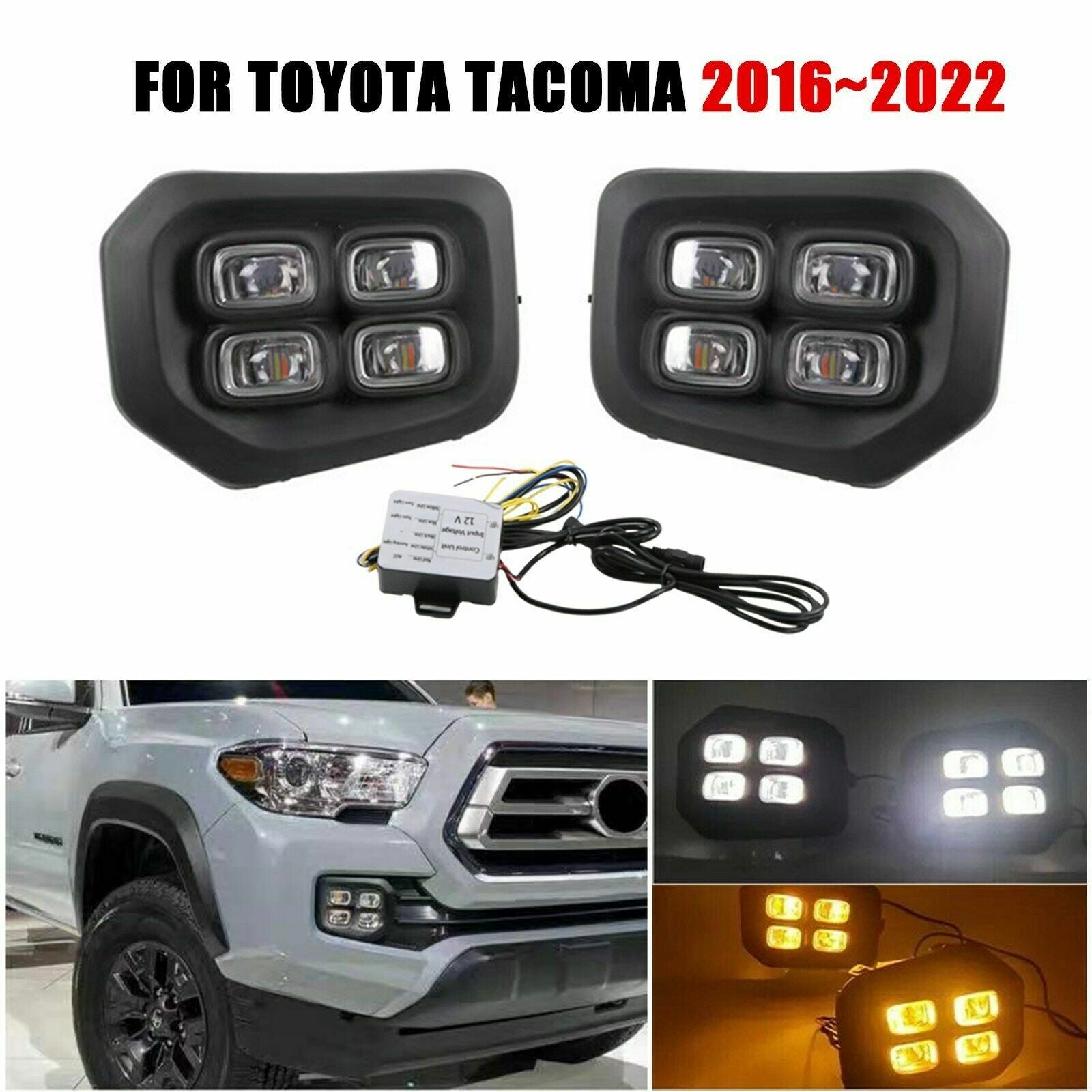 for Toyota Tacoma 2016~2022 LED DRL Daytime Running Lights Fog Lamps Bumper AT
