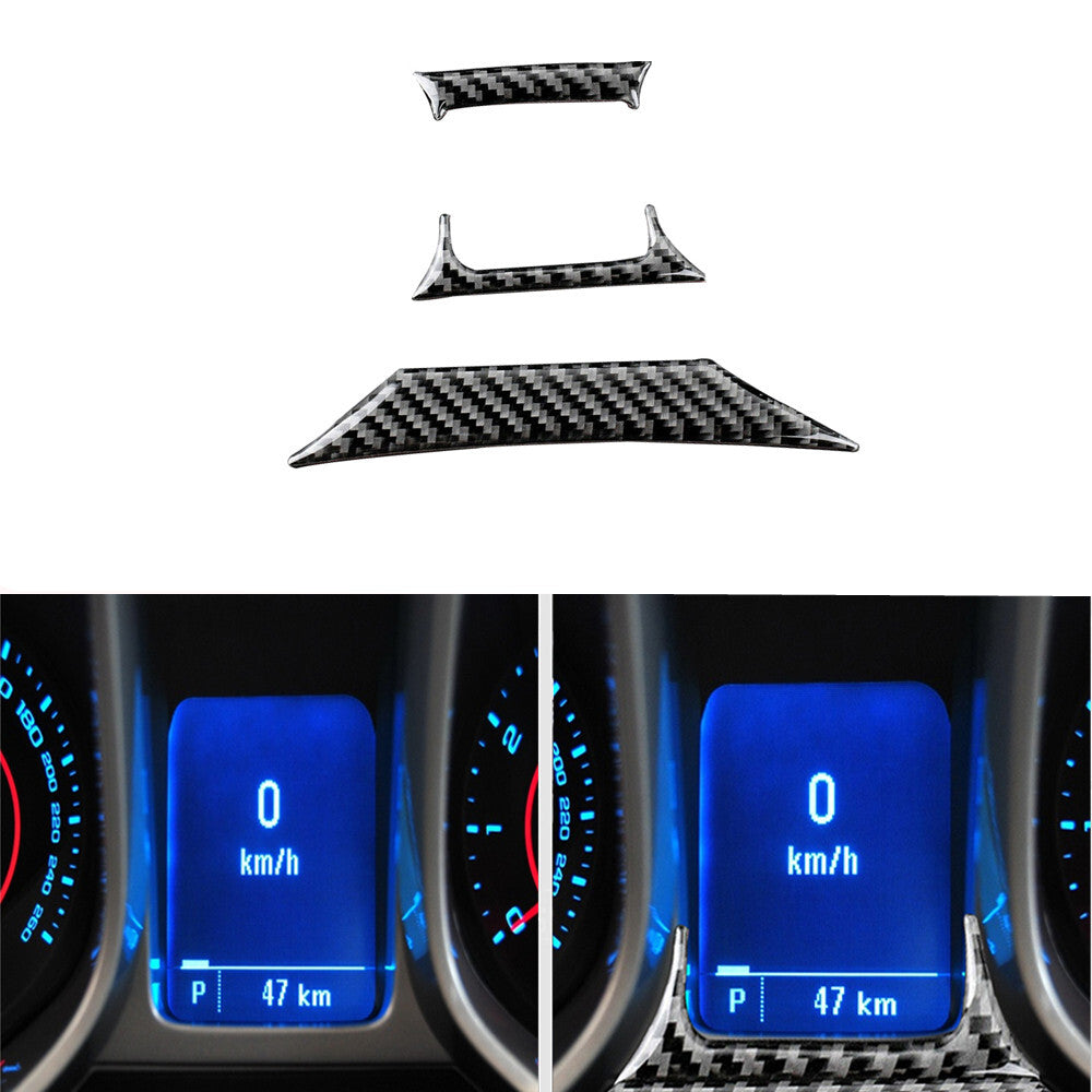 3x Carbon Fiber Console Decorative Cover Trim for Chevrolet Camaro 2010-2015