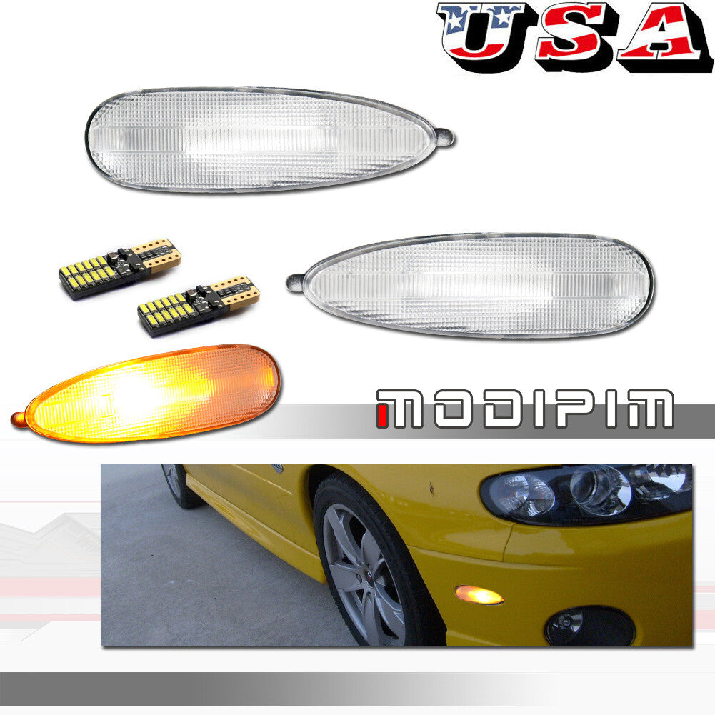 Two clear amber LED front marker lights for 2004, 2005, and 2006 for Pontiac GTO
