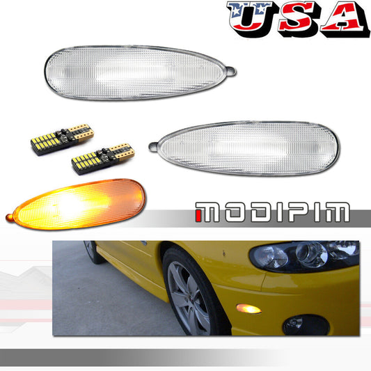 Two clear amber LED front marker lights for 2004, 2005, and 2006 for Pontiac GTO