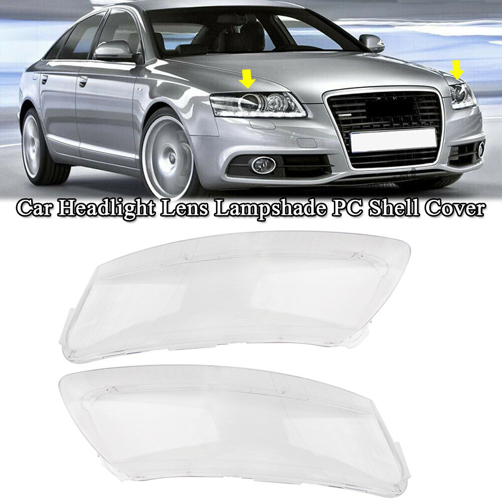 Right Left Headlight Lens Lampshade Cover Clear Cap for Audi A6 C6 2006-2011