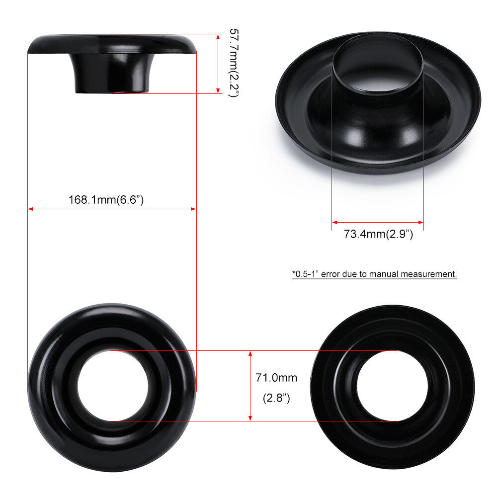 3 Inle Bellmouth Velocity Stack Adapter Air Intake Inlet Turbo Horn Cover Black