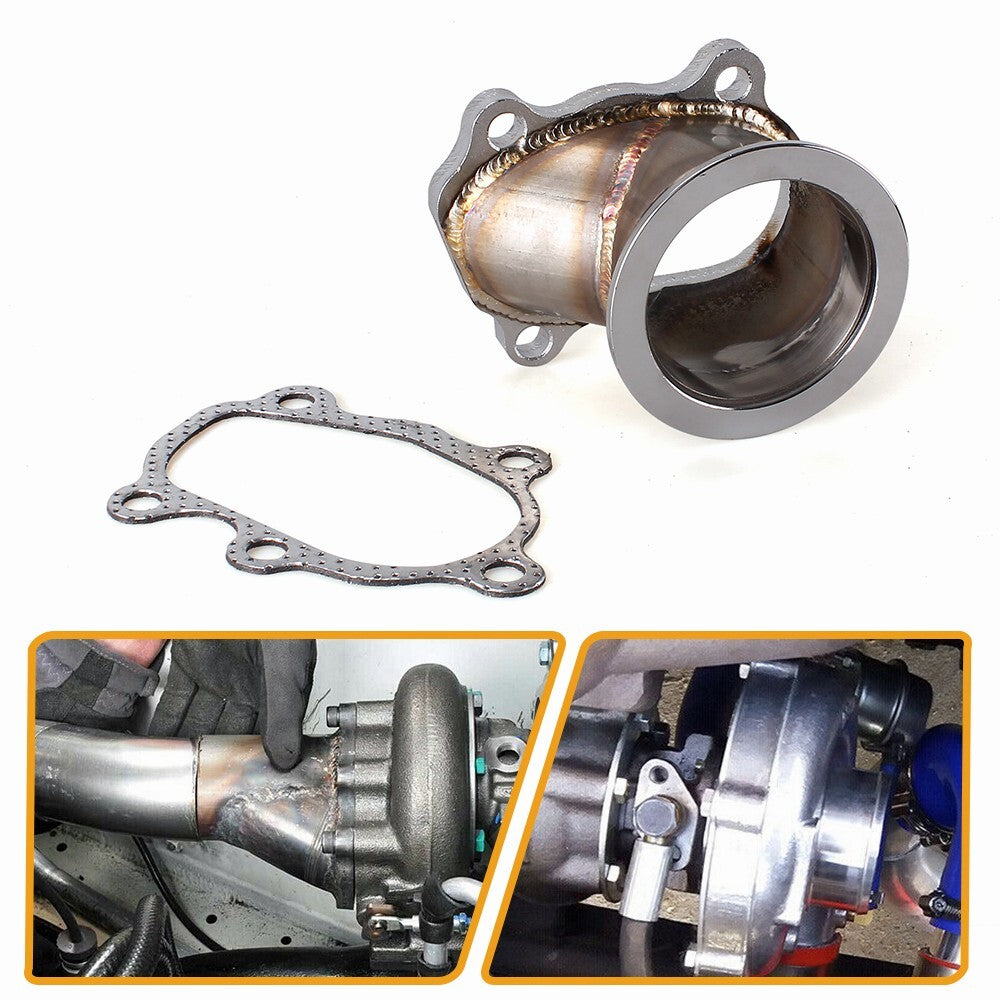 Turbo Down GT25 GT28 T25 T28 5 Bolt Flange to 2.5/63mm V band Adapter +Gasket