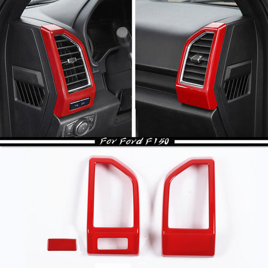Suitable for 15-20 for Ford F150 ABS, Red Interior Dashboard Side Air Vent Socket Cover Trim Frame