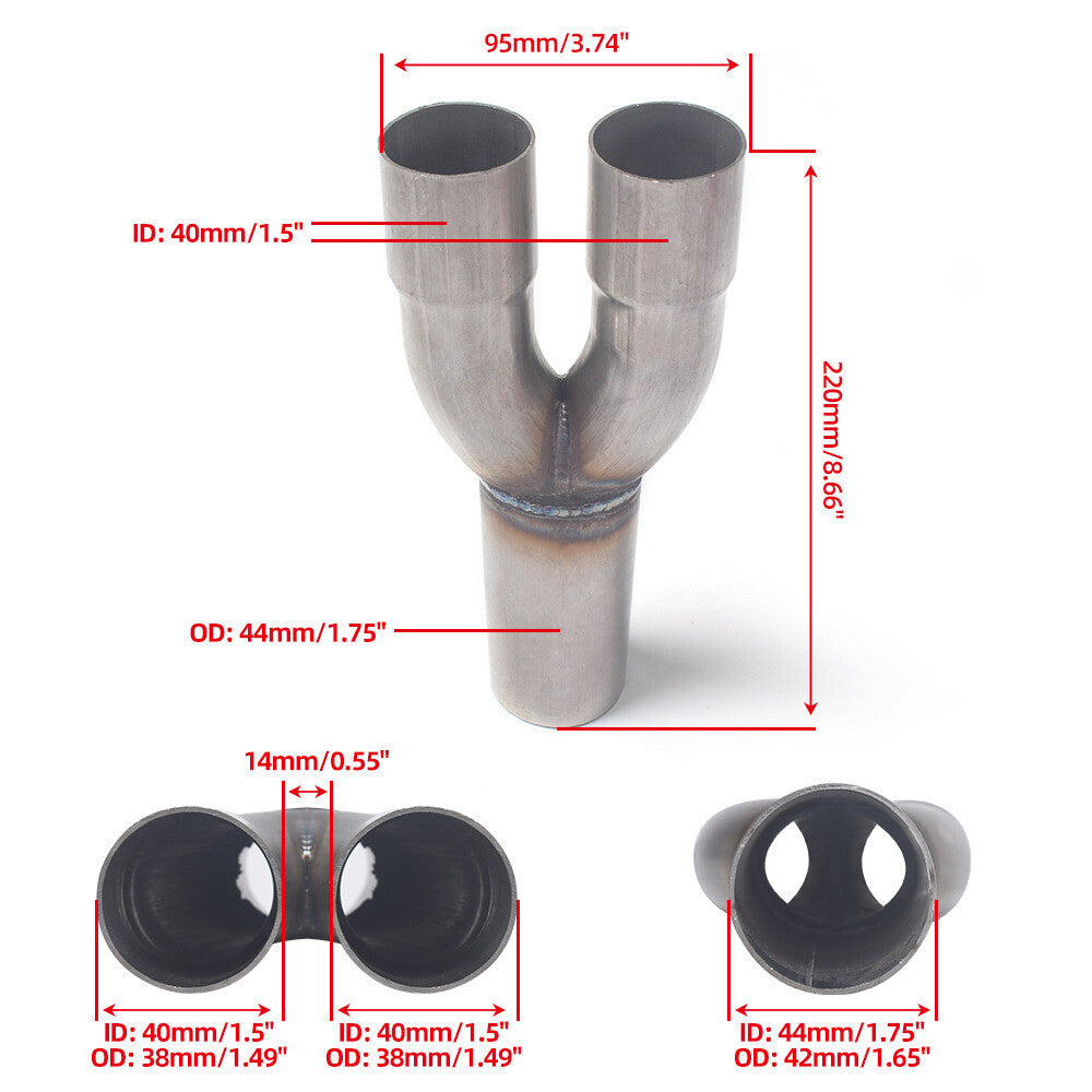 2-1 Merge Collector for Exhaust Headers 1.5 ID To 1.75 OD Stainless Steel