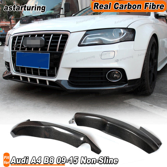 Fit for Audi A4 B8 09-15 Non-Sline Front Splitter Lip Flaps Spoiler Carbon Fiber