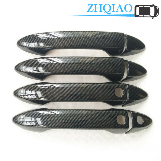 8pcs Carbon Fiber Water Dipping Print Door Handle ABS Cover Trim Fits Accord