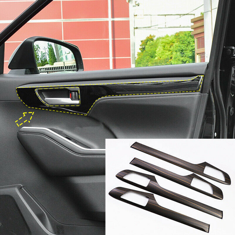 4Wood Grain Inner Door Molding Cover Trim Strip for Toyota Highlander 2020-2024