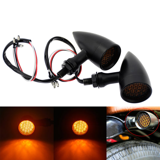 2x Black 10mm Grille Turn Signal Amber Indicator Light for Harley Sportster XL