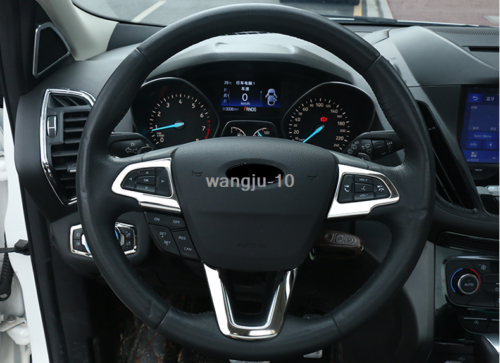 3P Silver Steering Wheel Sheet Cover Trims Steel for Ford Escape Kuga 2017-2019