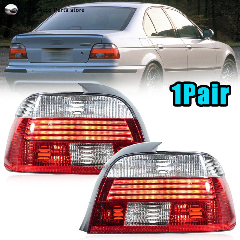 A pair of taillights and brake lights suitable for BMW E39 525i 530i 540i M5 1997-2000.