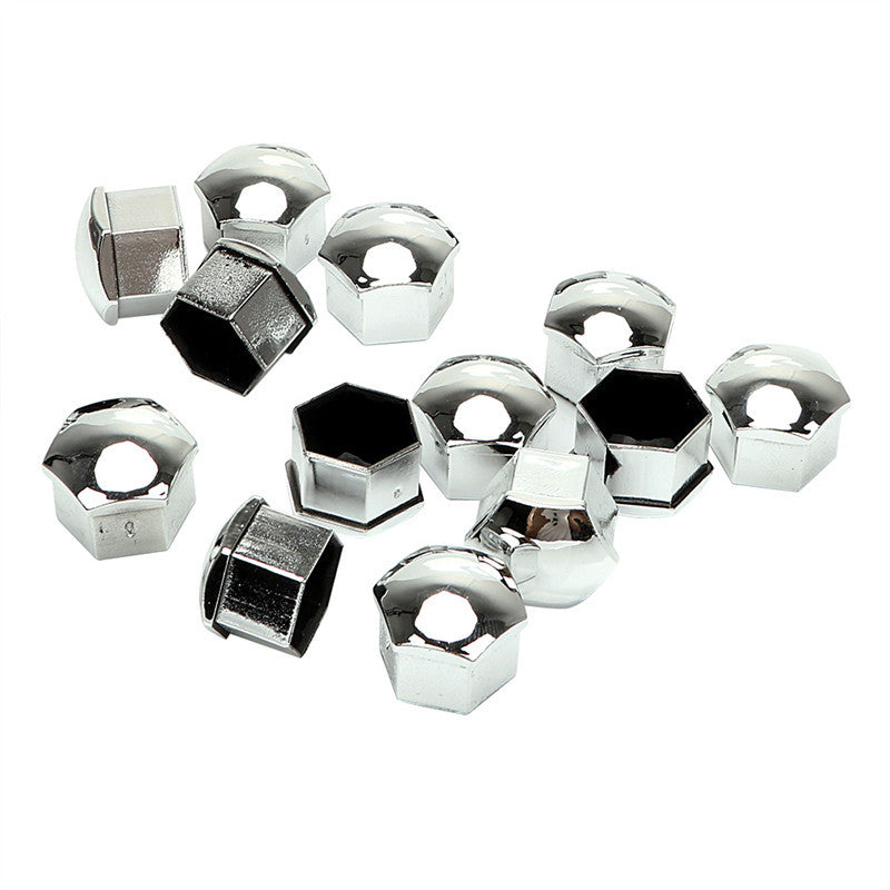 20x 17mm CHROME ABS CAR WHEEL NUT BOLT COVERS CAPS UNIVERSAL FOR ANY CAR+TOOL