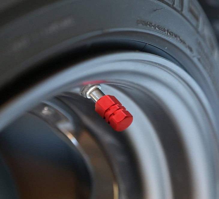 4-Piece Red Hexagonal Car Tire Valve Cover Stem Cover Air Valve Dust Cover  for ford