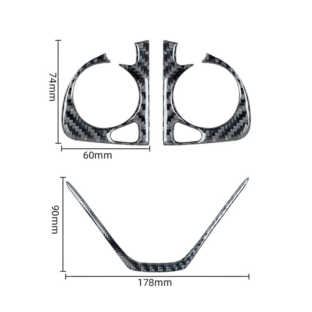 3Pcs Carbon Fiber Steering Wheel Button Trim for Honda CRV CR-V 2012-2016 Type B