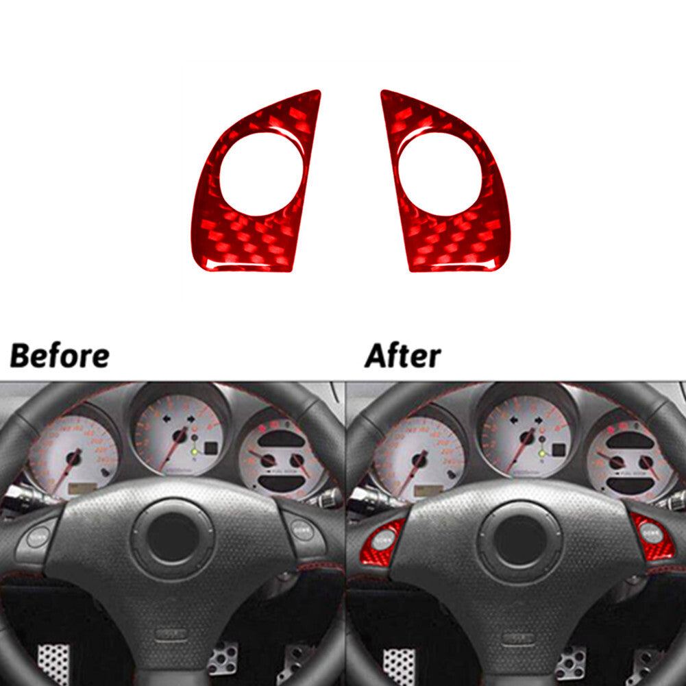 Red Carbon Fiber Steering Wheel Button Panel Cover for Toyota Celica 2001-2005