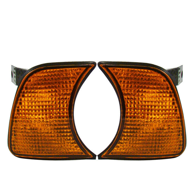 A pair of amber corner lights/turn indicator lights for BMW 5 Series E34 1989-1995.