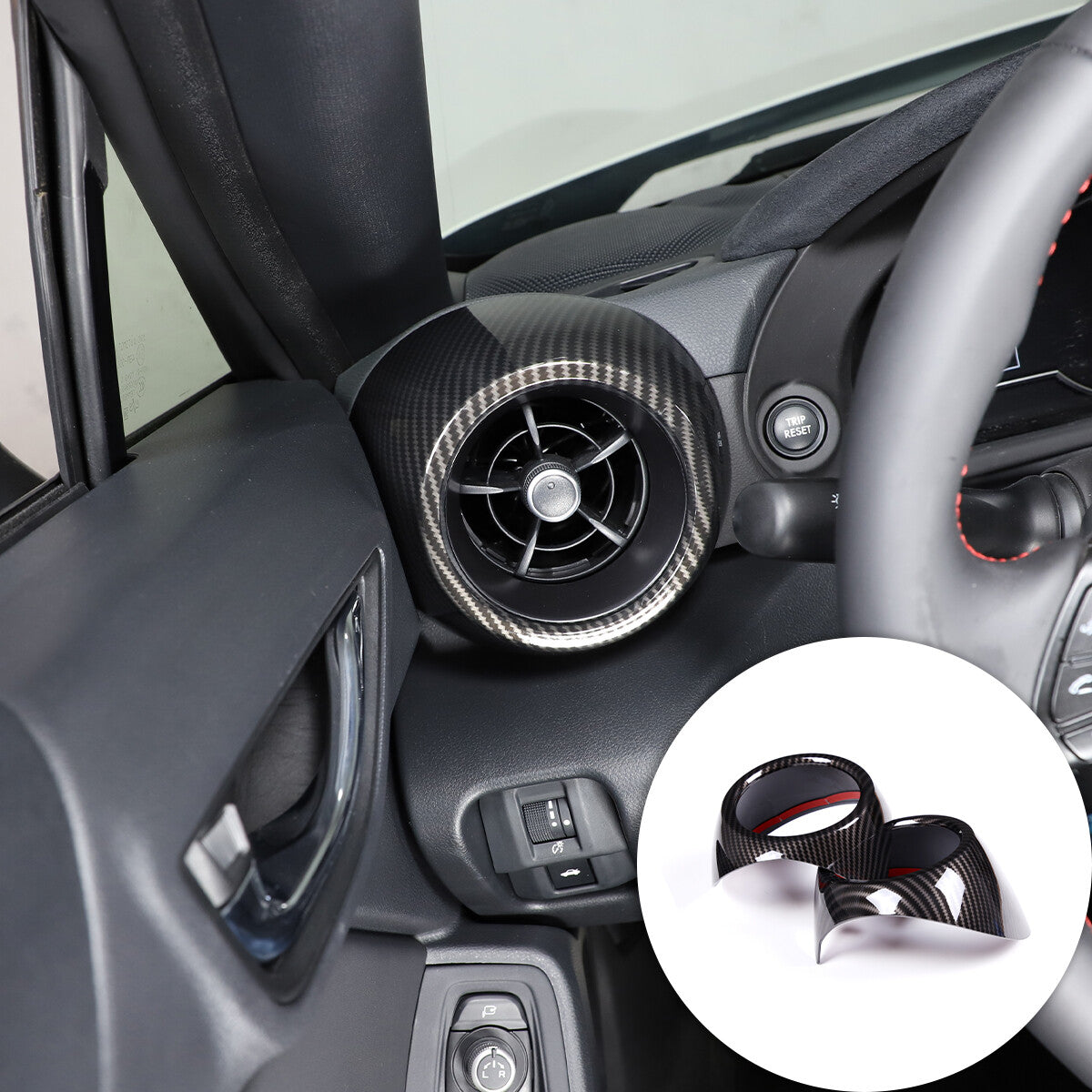 Smooth black stainless steel shift button cover trim for Jaguar XJ 2010-2019