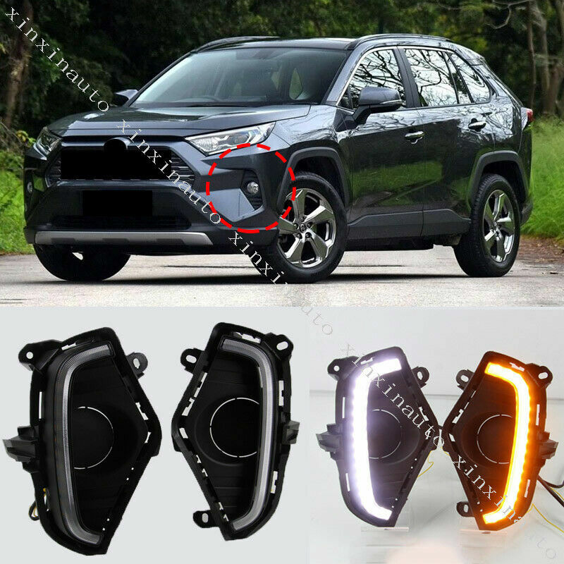 LED Daytime Running Light for Toyota RAV4 2019-2022 Fog Lamp DRL w/ Turn Signal
