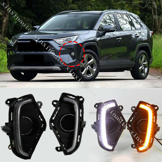 LED Daytime Running Light for Toyota RAV4 2019-2022 Fog Lamp DRL w/ Turn Signal