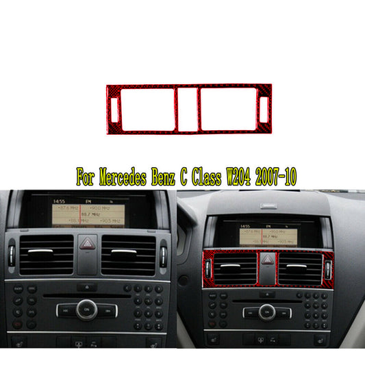 for Mercedes-Benz C-Class W204 07-10 Red Carbon Fiber Vent Outlet Trim