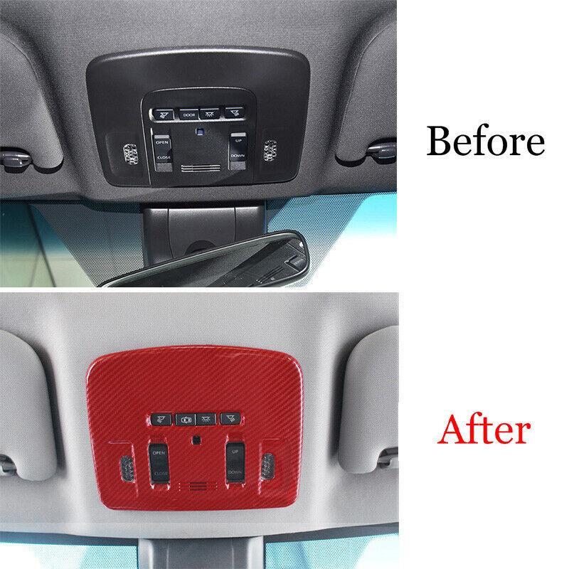 Red Carbon Fiber Front Reading Light Cover Trim 1pcs for Toyota for Avalon 2019-2021