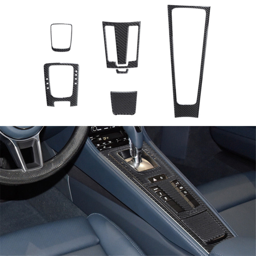 6Pcs Carbon Fiber Center Gear Shift Panel Cover Trim for Porsche 718 2016-2022