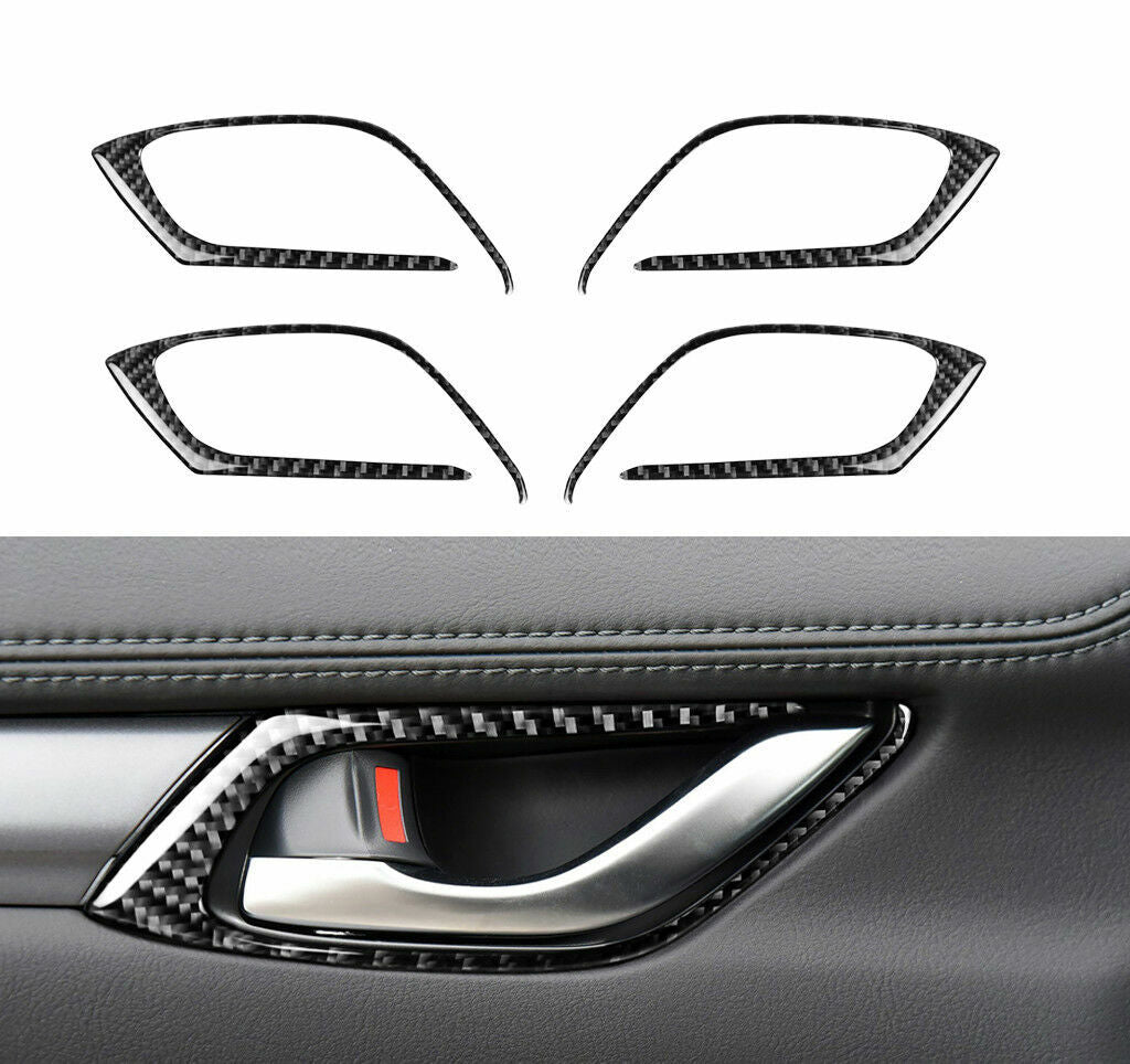4-piece carbon fiber interior door handle cover trim for Mazda CX-5 2014-18