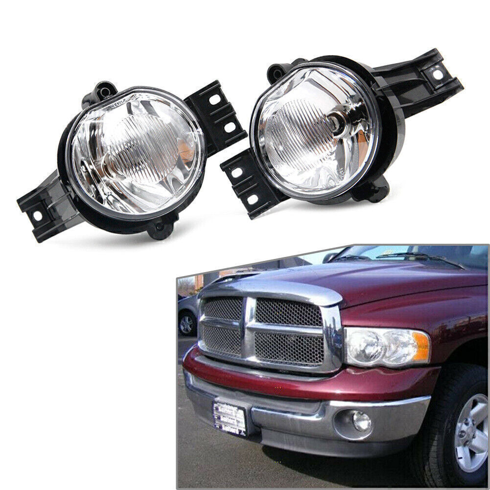1 PAIR Front Fog Light Lamps LH+RH Clear for Dodge for Ram 1500 2500 3500 02-08