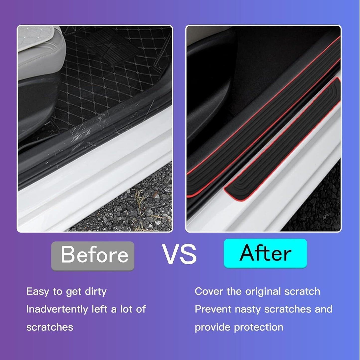 4pcs PVC Soft Rubber for Toyota Car SUV Door Scuff Sill Cover Panel Protectors