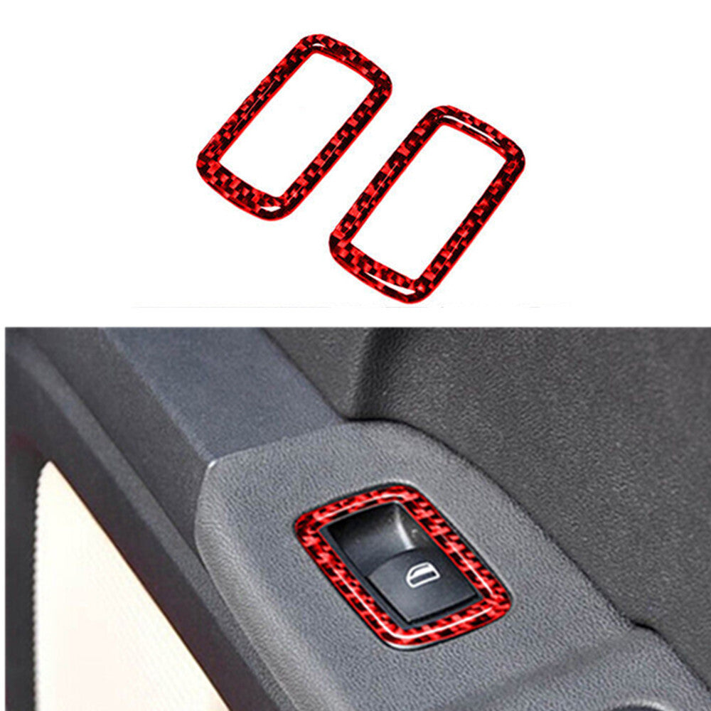 Rear Window Buttons Panel Trim Carbon Fiber for Dodge Journey 2009-2010 SXT Red