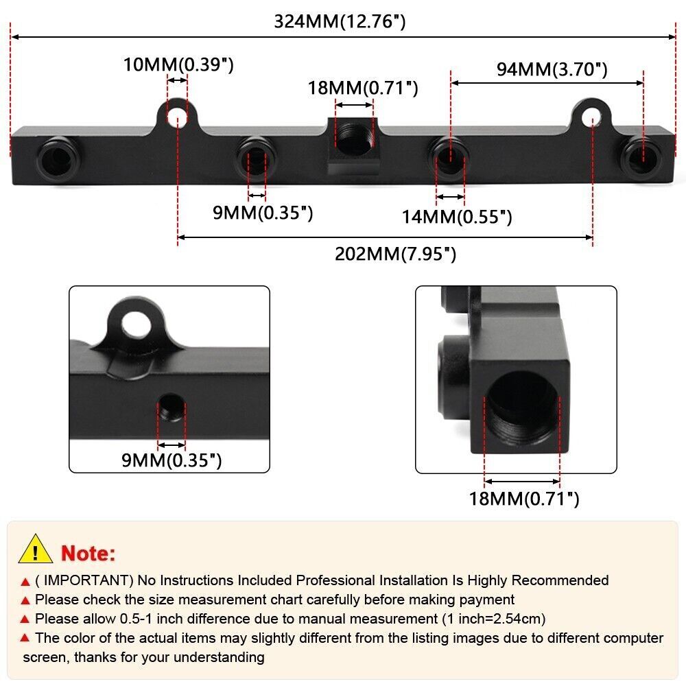 For K-Series K20/24 Rsx Engine High Flow Fuel Rail with 1/8NPT Gauge