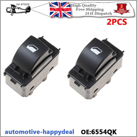2X ELECTRIC WINDOW SWITCH FRONT LEFT / RIGHT for PEUGEOT for CITROEN BERLINGO 6554QK