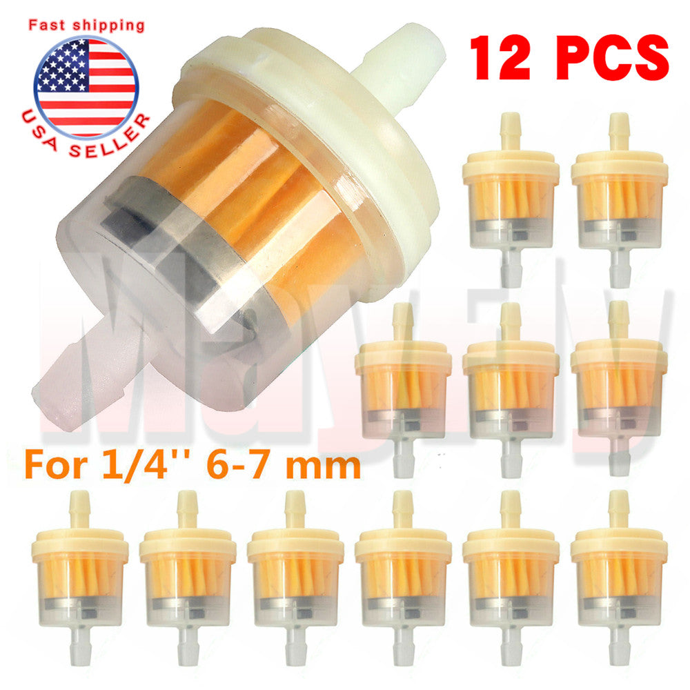12PCS Inline Gas Oil Fuel Filter Small Engine fit For 1/4 6-7mm Hose Line