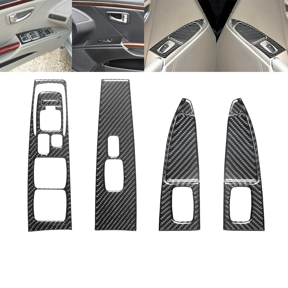7PCS Carbon Fiber Window Switch Sticker Trim for Hyundai Azera 2006-2011