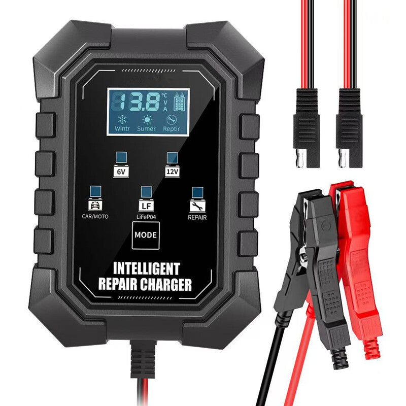 6V/12V Motorcycle for Smart Battery Charger for Lithium LiFePO4 Lead-Acid Battery