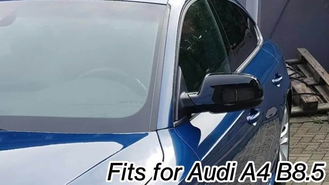Gloss Black Side Mirror Cover Caps for Audi for A5 S5 for A4 S4 RS4 B8.5 W/O Lane Assist