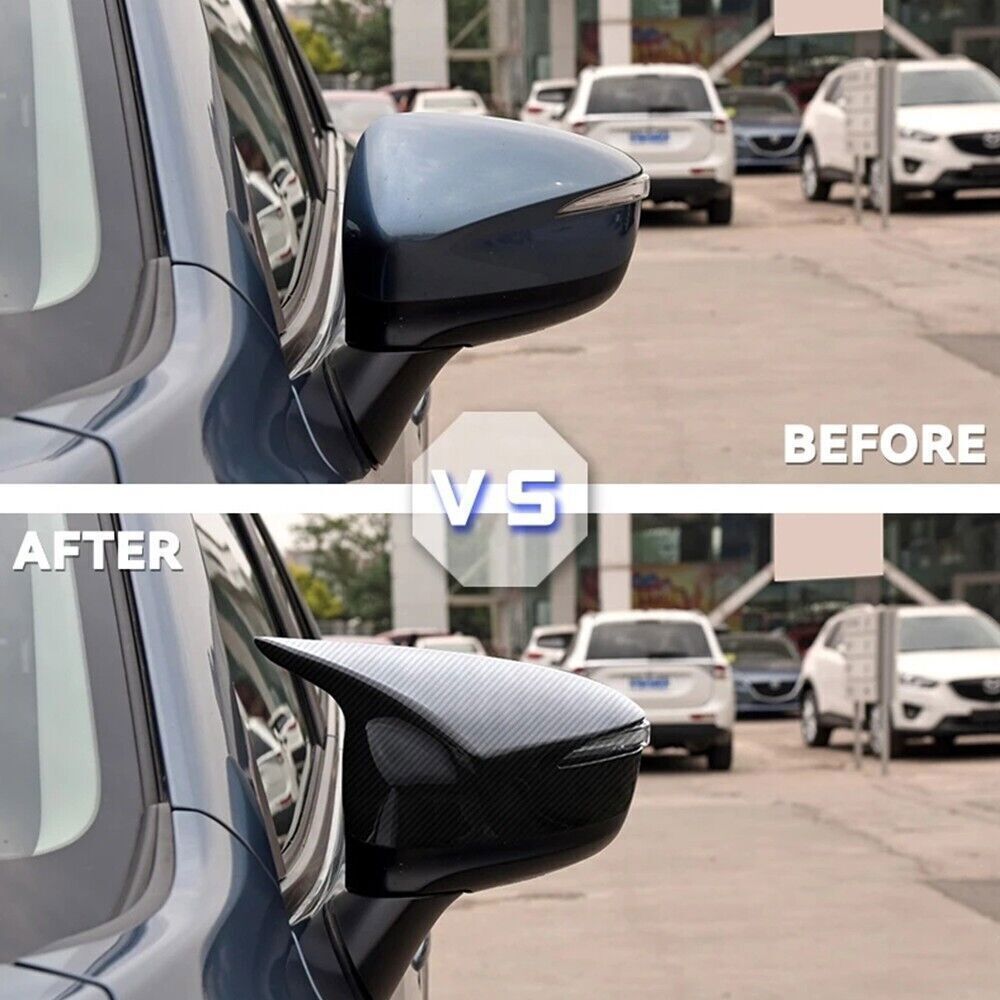 2P Carbon Fiber OX Horn Side Rear View Mirror Cover Trim for Mazda CX-3 2016-21