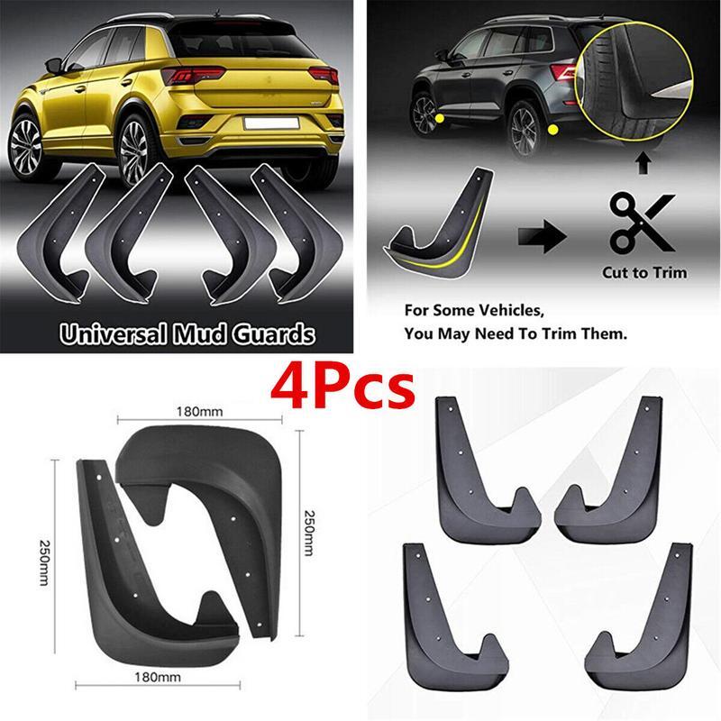 4-Piece Black Car Mudguards and Splash Guards for Front/Rear Parts Accessory Kit