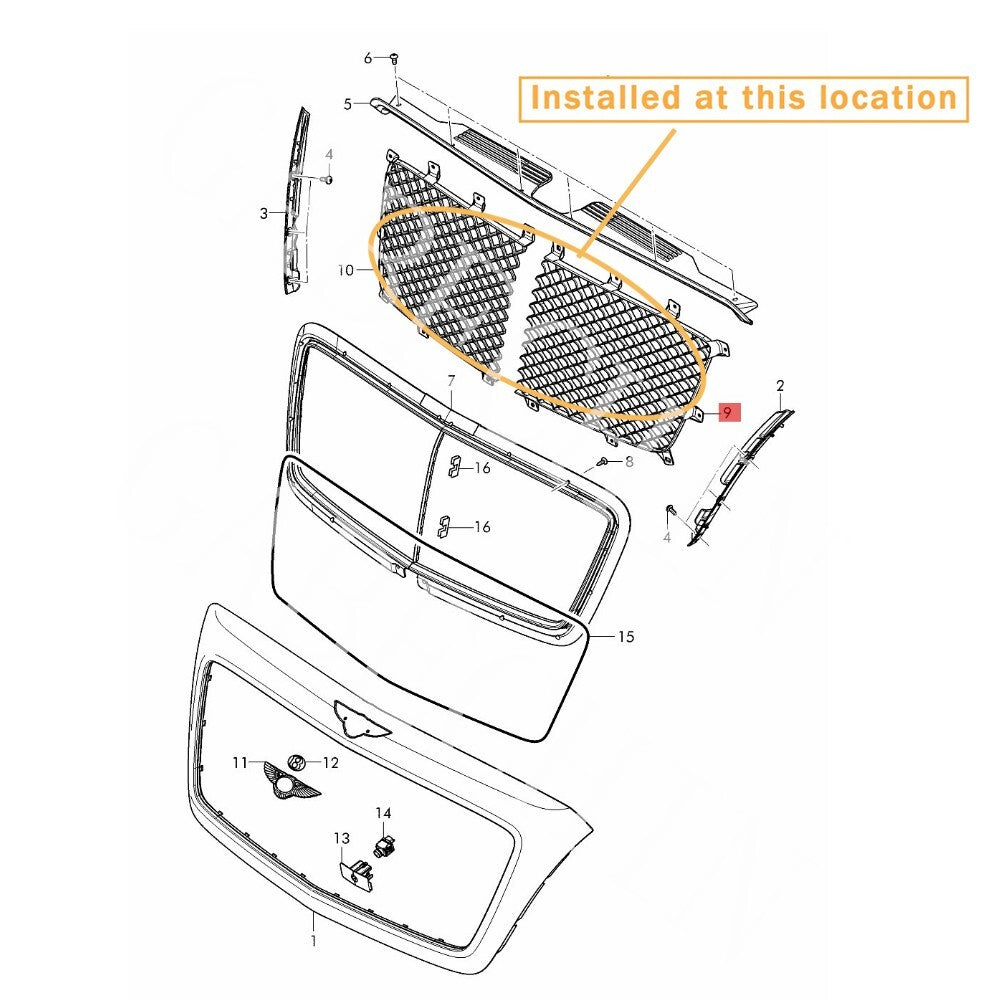 Black gloss grille kit for Bentley for Bentayga 17-20. equipment manufacturer: 36A853683 36A853684