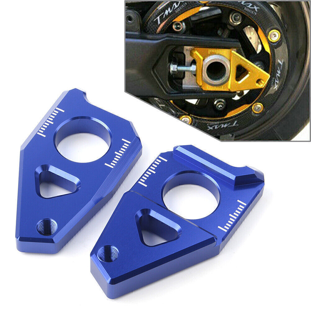 Axle Spindle Chain Adjuster Blocks Fit for Yamaha YZF R1 FZ8 FZ1 TMAX 530 Blue
