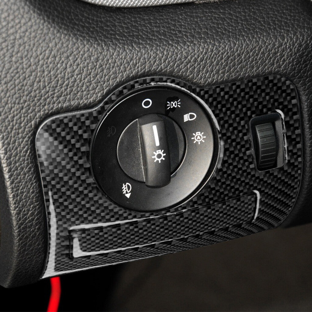 Carbon Fiber Interior Headlight Switch Panel Trim Fit for Ford for Mustang 2009-2013