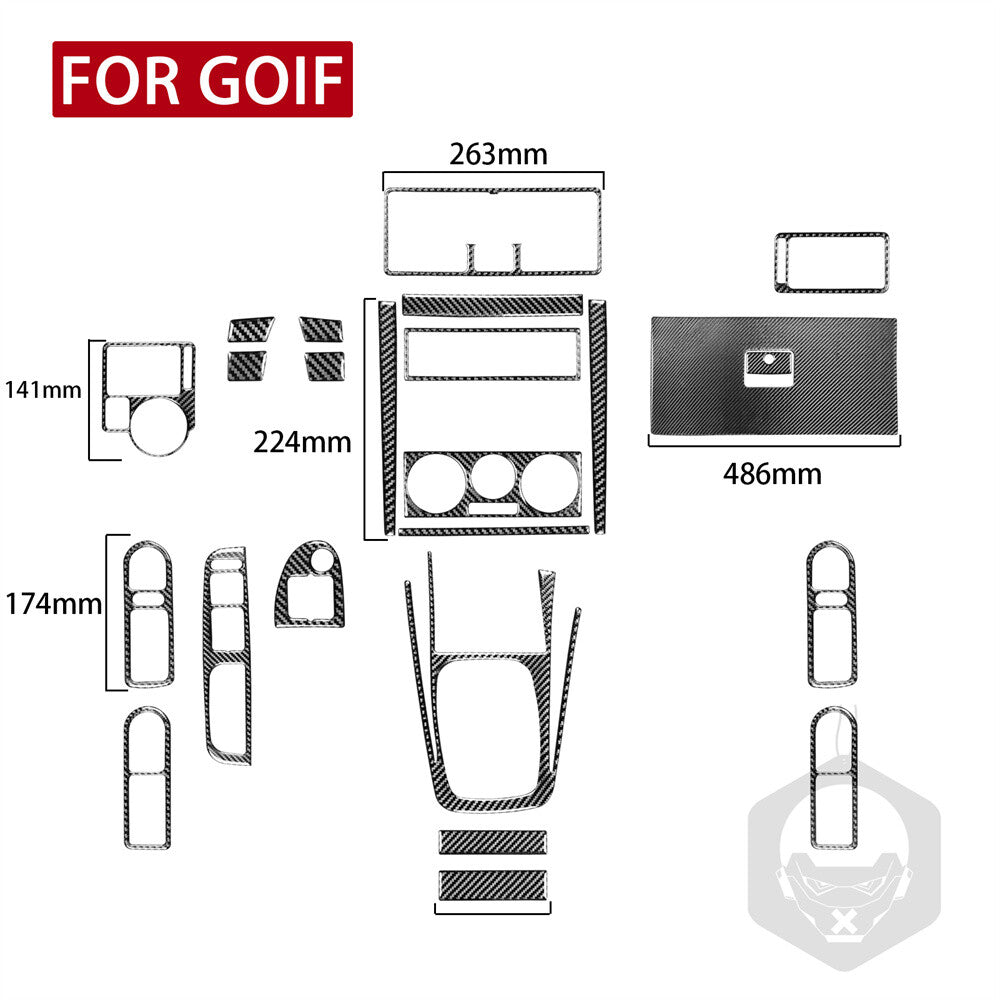 24PCS Carbon Fiber Interior Set Kit Trim for VW for Golf MK4 for Jetta R32 GTI 1999-2004