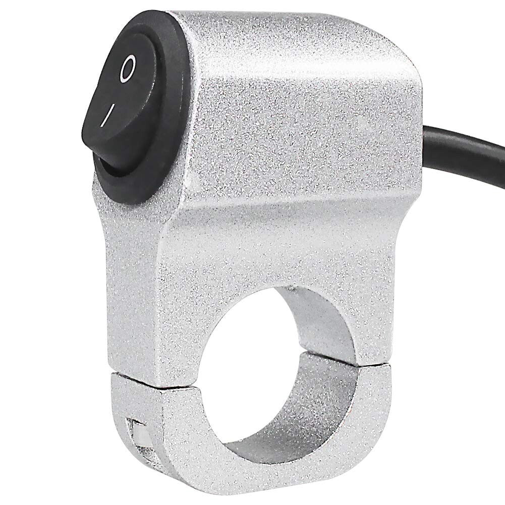 Silver 12V Motorcycle Switch Handlebar 22mm Motorcycle Switch On/Off Button
