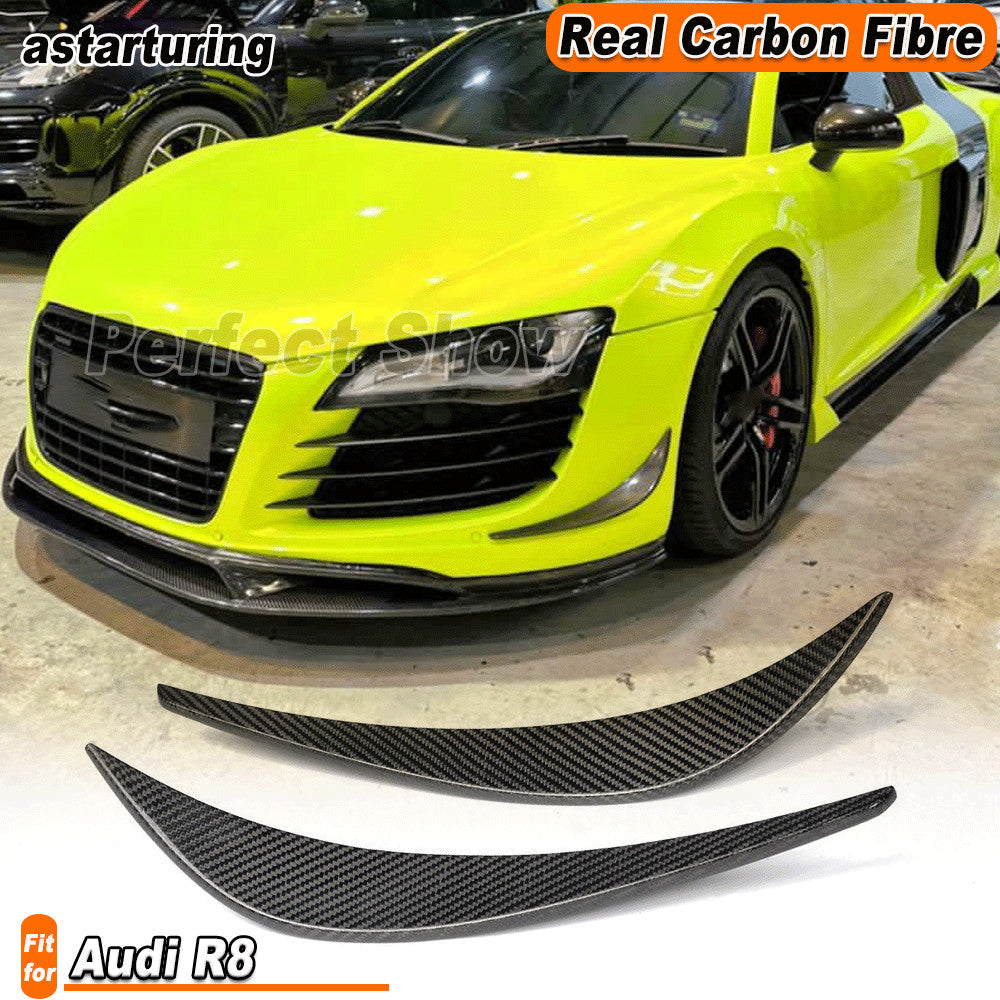 for Audi R8 V8 V10 2007-2015 Real Carbon Front Bumper Splitter Canard Fins Lips
