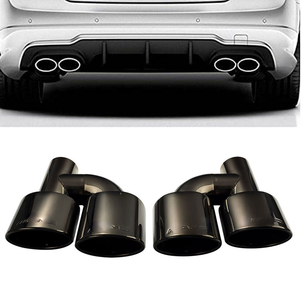 Pair for Mercedes-Benz AMG Exhaust Tips W212 E350 E400 C63 C300 C350 W204 Black