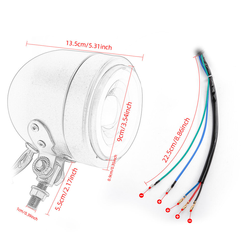 LED motorcycle headlights, fog lights, angel eyes, Bobber Chopper racing lights